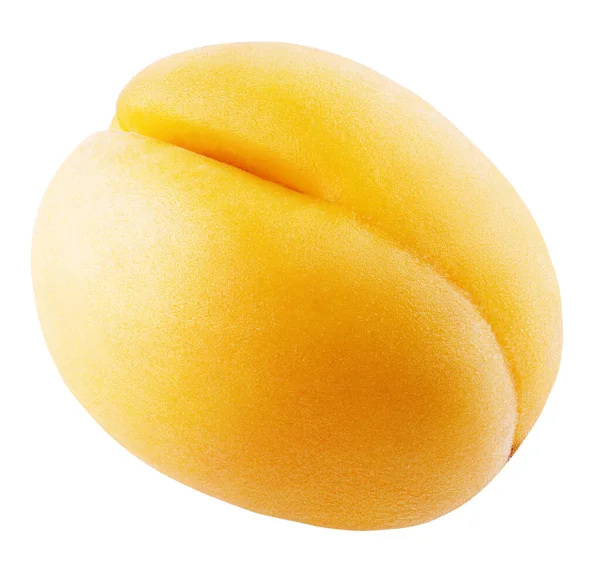 Einzelne Aprikose Oder Gelbe Pflaume Isoliert Auf Weißem Hintergrund Aprikosenfrucht — Stockfoto