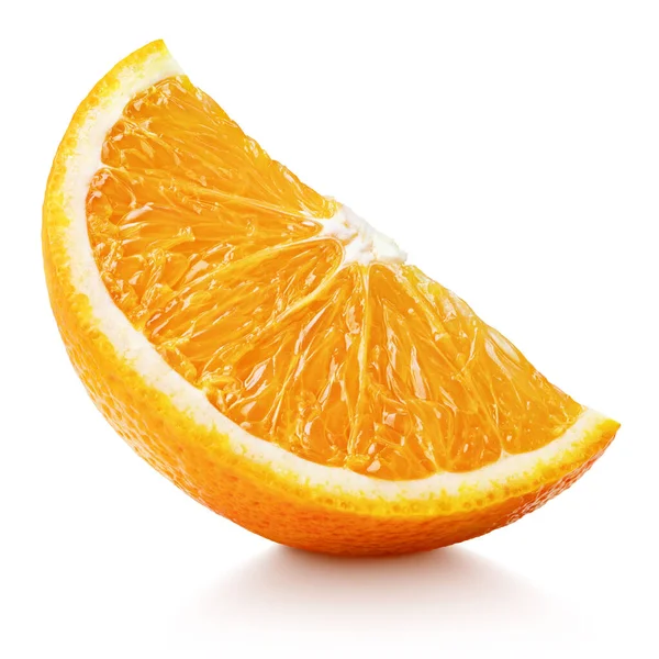 Шматочок Апельсинових Цитрусових Стоїть Ізольовано Білому Тлі Відсічним Контуром Повна — стокове фото