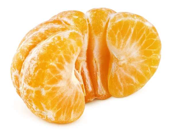 Die Hälfte Der Geschälten Mandarinen Oder Orangen Zitrusfrüchte Isoliert Auf — Stockfoto