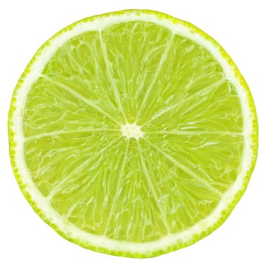 Limon dilimli turunçgillerin üst görünümü kesme yolu ile beyaz arkaplanda izole edilmiş.