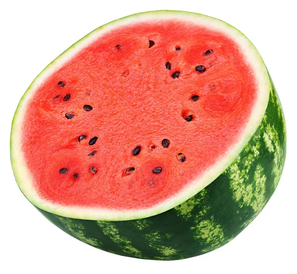 Vattenmelon Halv Isolerad Vit Bakgrund Med Klippning Väg Vattenmelon Hälften — Stockfoto