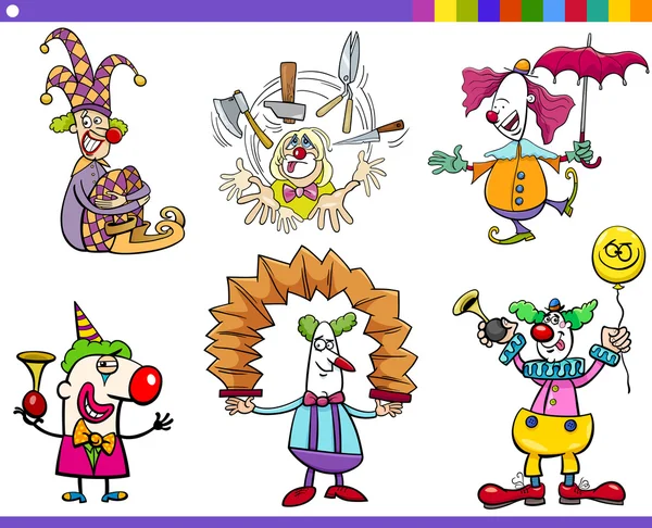 Circus clown characters set — Stock Vector