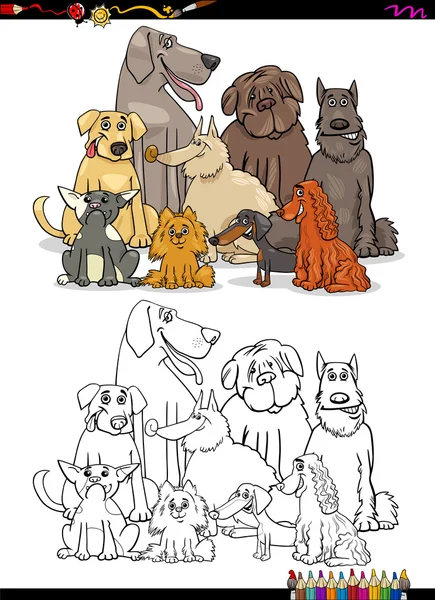 Desenhos animados cães livro para colorir — Vetor de Stock