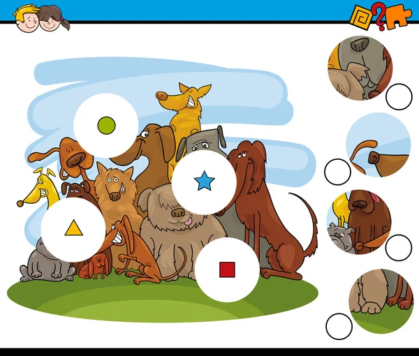 Match le jeu de pièces avec des chiens — Image vectorielle
