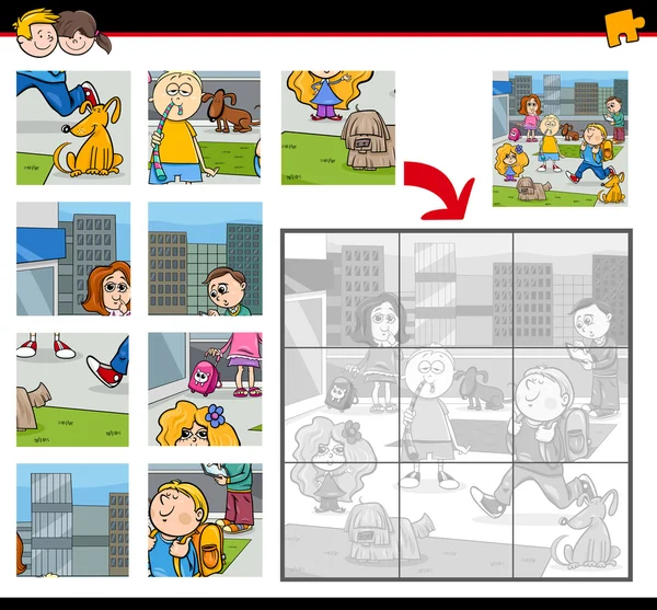 Puzzle tâche avec les enfants — Image vectorielle