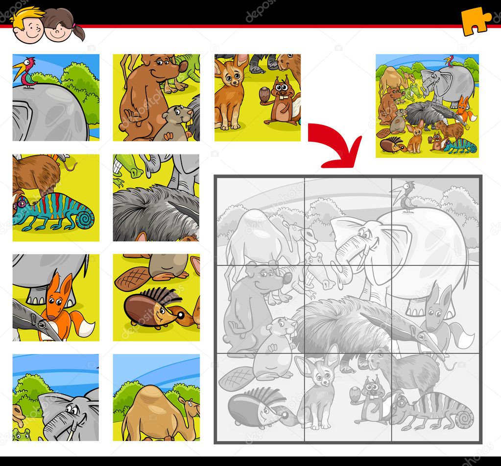 jigsaw puzzle activity with animals