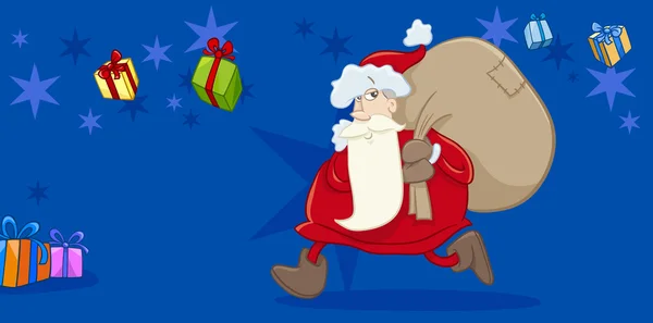 Santa con tarjeta de felicitación saco — Archivo Imágenes Vectoriales