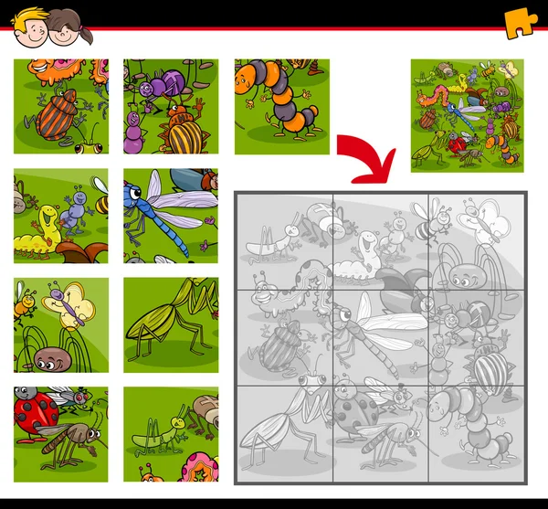 与昆虫的拼图游戏 — 图库矢量图片