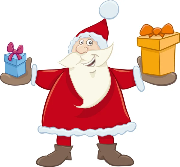 Santa claus with gifts cartoon — Stock Vector