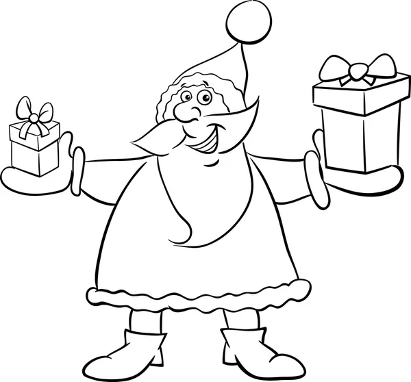 Santa et cadeaux livre à colorier — Image vectorielle