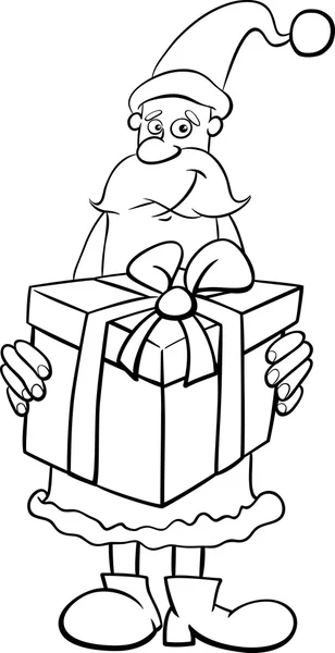 Santa and big gift coloring book — Stock Vector