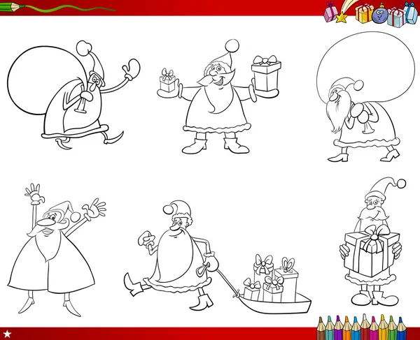 Santa claus set colorir página —  Vetores de Stock