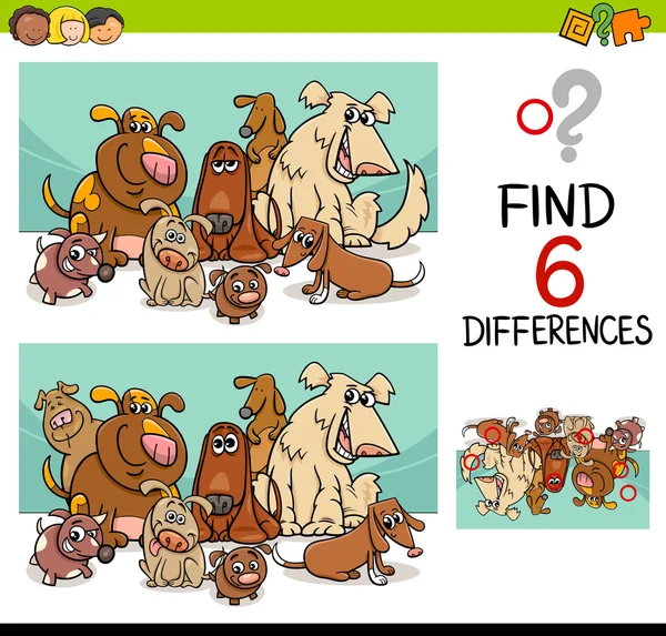 Actividad de las diferencias con los perros — Vector de stock