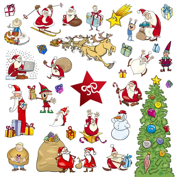 Cartoon christmas elements set — Stock Vector