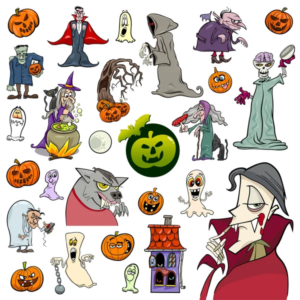 Набор мультфильмов на Хэллоуин — стоковый вектор