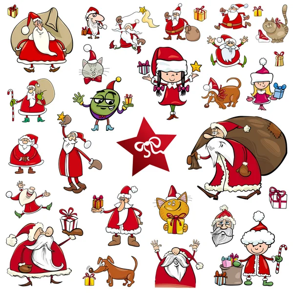 Personajes de Navidad dibujos animados — Vector de stock