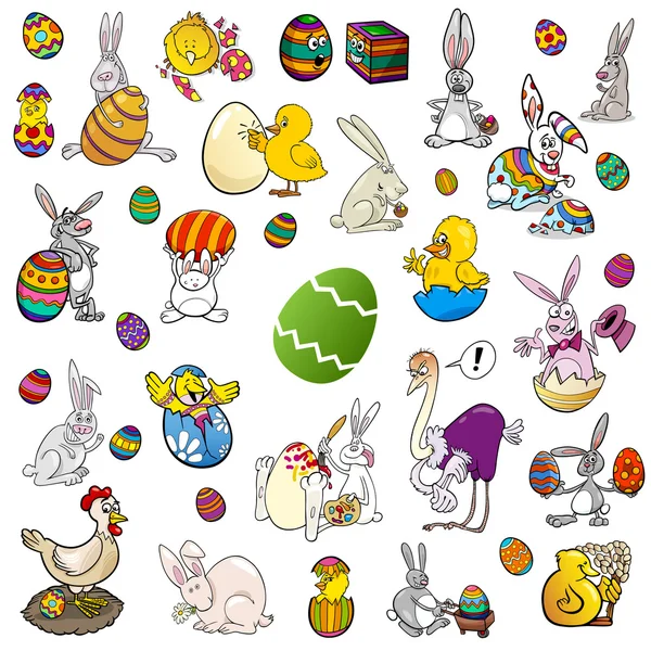 Easter themes cartoon set — Stock Vector