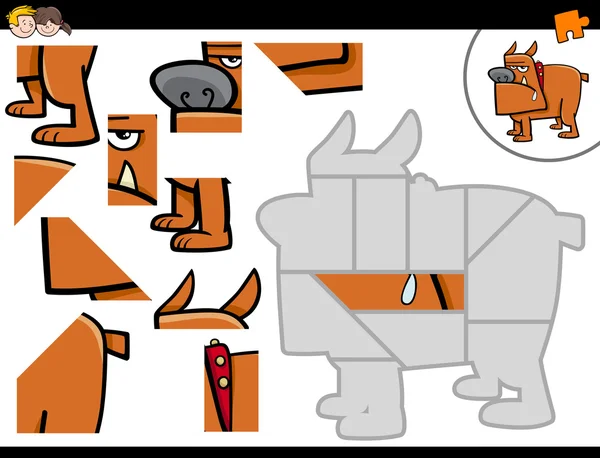 漫画の犬のジグソー パズル — ストックベクタ