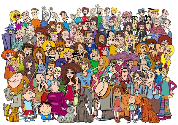 Cartoon mensen in de menigte — Stockvector