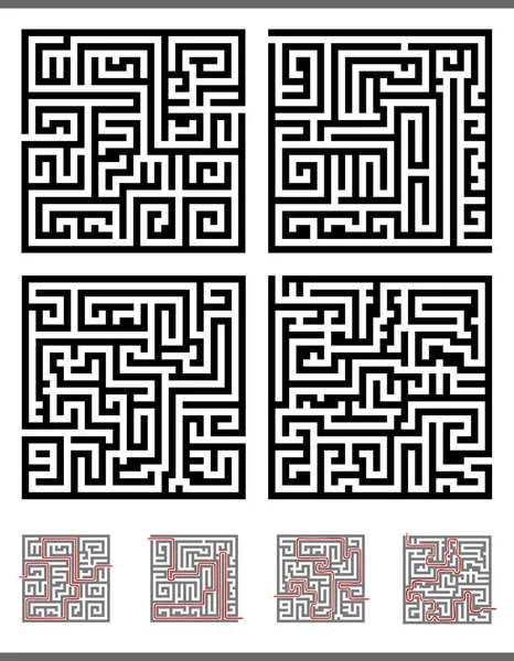 Jogo de labirinto diagramas definidos — Vetor de Stock