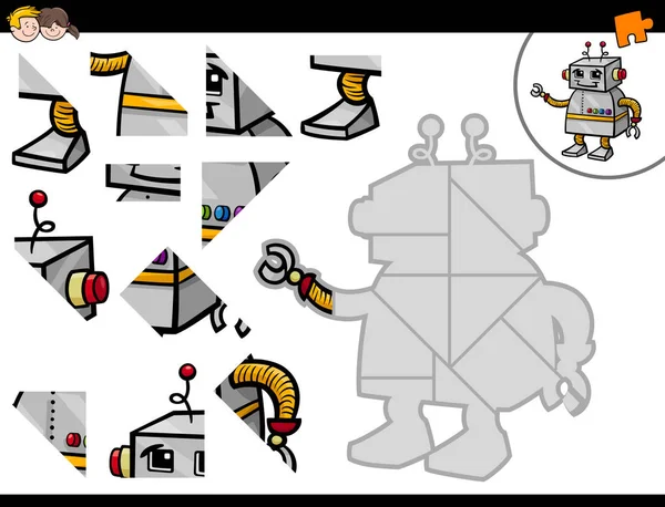 Actividad del rompecabezas con robot — Vector de stock