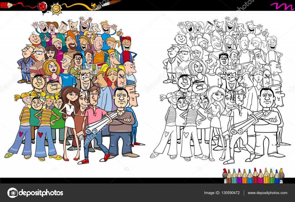 people in crowd coloring book ??? Stock Vector ?? izakowski 130590472