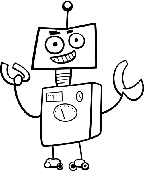 Roboter Zeichentrickfigur Malbuch — Stockvektor