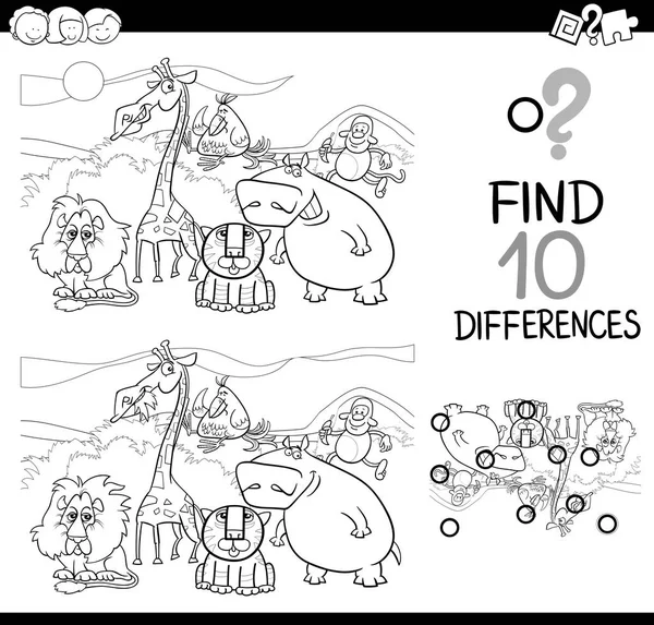 Difference game with wild animals — Stock Vector