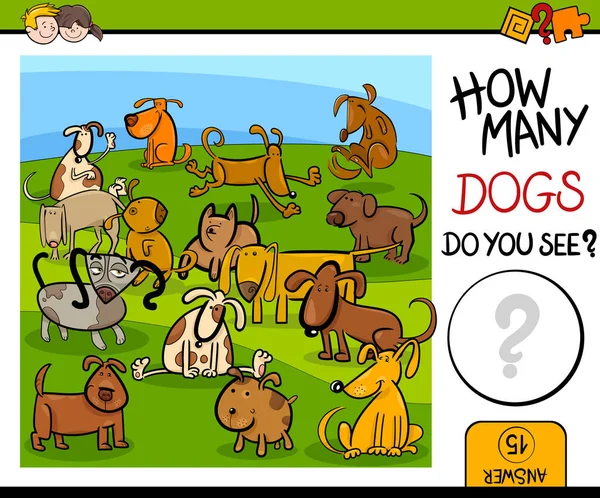 Counting game with cute dogs — Stock Vector