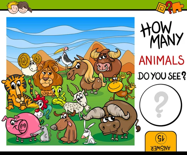 Räkna djur spel för barn — Stock vektor