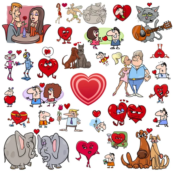 Valentine big cartoon set — Stock Vector