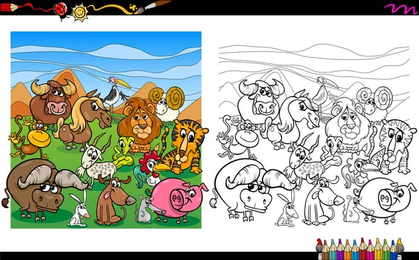 Desenhos animados animais página para colorir — Vetor de Stock