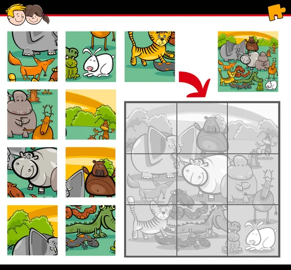 Puzzel met dieren — Stockvector