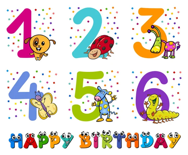 Anniversaire collection de cartes de voeux — Image vectorielle