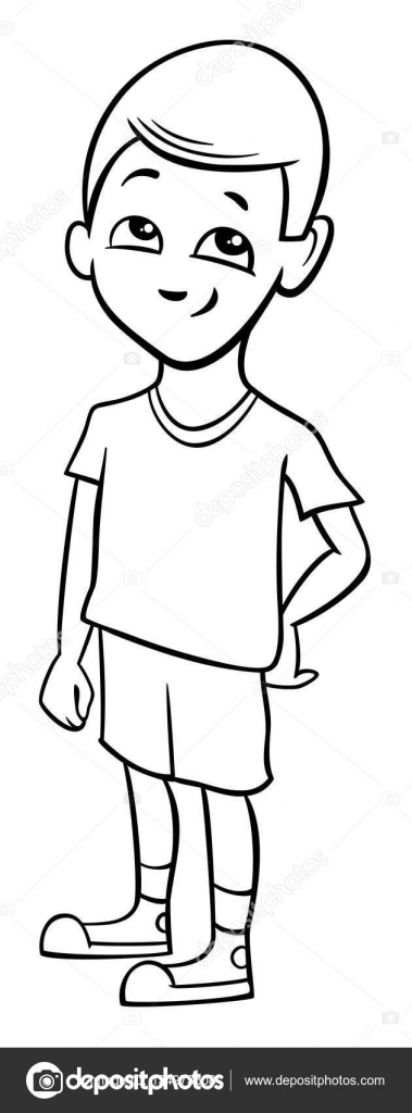 School Jongen Kleurplaat Stockvector Izakowski 134973608