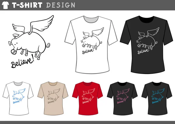 Дизайн футболки с летающей свиньей — стоковый вектор