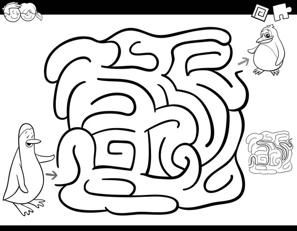 Labyrinth Spiel Ausmalseite — Stockvektor