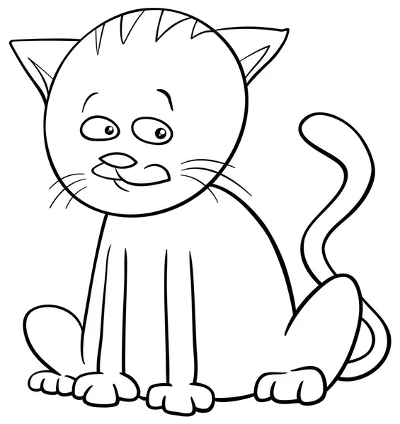 Gato carácter para colorear página — Vector de stock