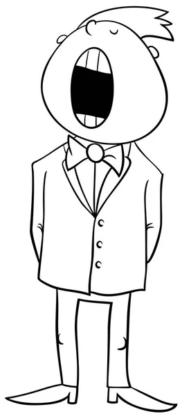 Singing boy coloring page — Stock Vector