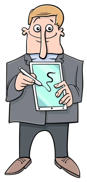 Homem apresentando tablet pc — Vetor de Stock