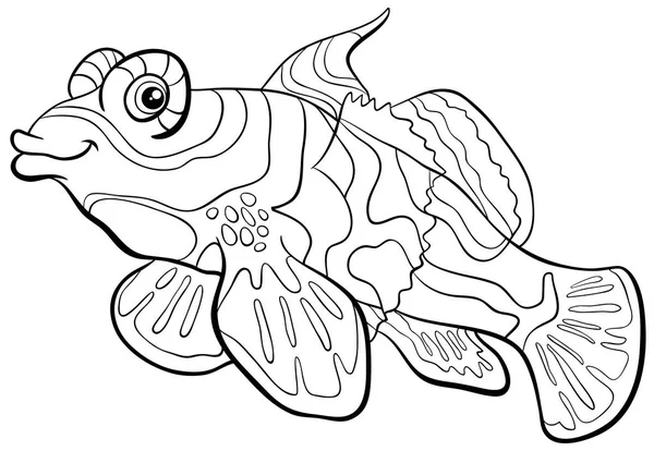 Mandalina balık boyama sayfası — Stok Vektör