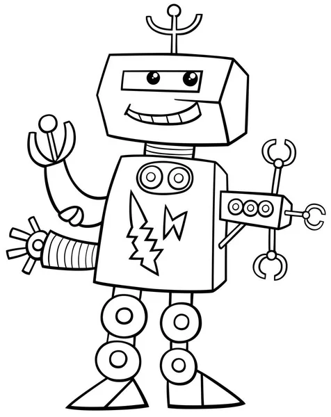 Cartoon robot coloring page — Stock Vector