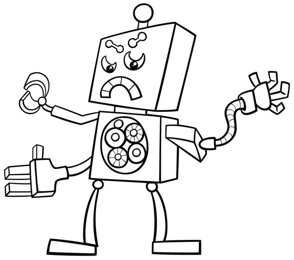 Cartoon Roboter Ausmalseite — Stockvektor
