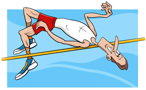 Hoogspringen sportman cartoon — Stockvector