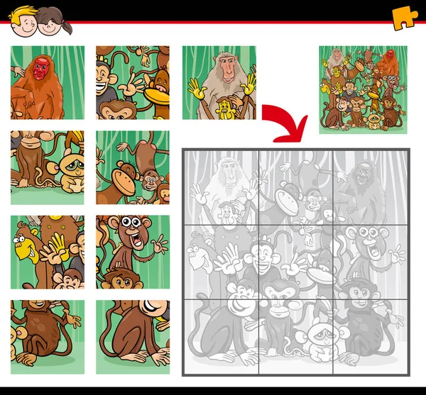 Puzzle avec des singes — Image vectorielle