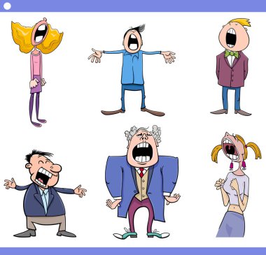 şarkı söyleyen insanlar kümesi karikatür