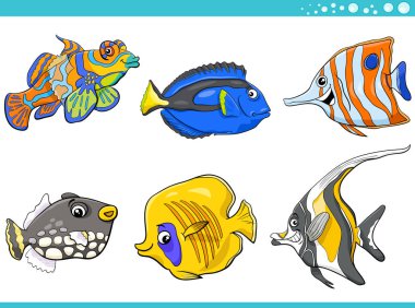 sea life fish characters set clipart