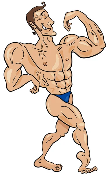 Bodybuilder-Zeichentrickfigur — Stockvektor