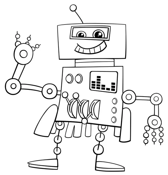 Funny robot coloring page — Stock Vector