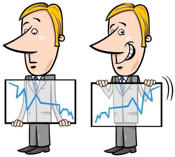 Hombre de negocios y gráfico de dibujos animados — Vector de stock